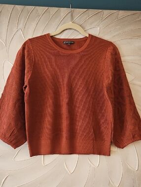 Rust Puff Sleeve Sweater